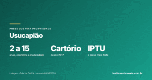 Usucapião de imóvel: requisitos, prazos de cada modalidade e o caminho extrajudicial no cartório