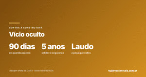Vício oculto contra a construtora: os prazos (90 dias, 5 anos, 10 anos) e como cobrar
