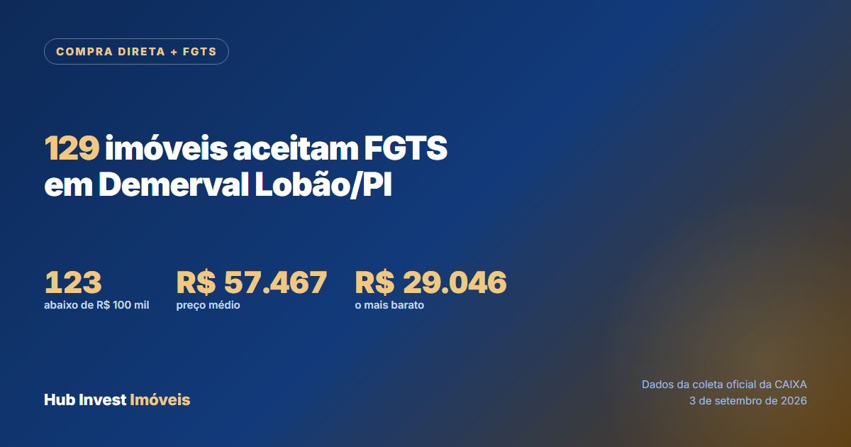 Imóveis da Caixa que aceitam FGTS em Demerval Lobão, na modalidade Compra Direta