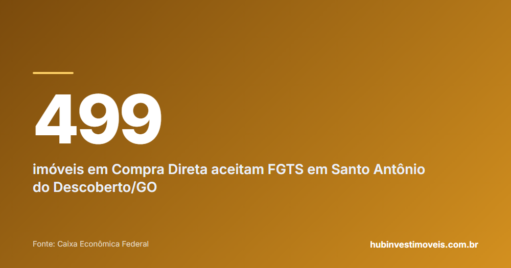 Cartão com o número em destaque: 499 — imóveis em Compra Direta aceitam FGTS em Santo Antônio do Descoberto/GO