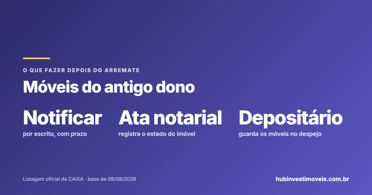 Antigo dono deixou móveis no imóvel arrematado